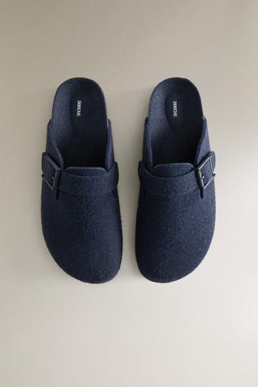 BUCKLED FELT MULE CLOG SLIPPERS - Navy Blue by Zara - Image 2