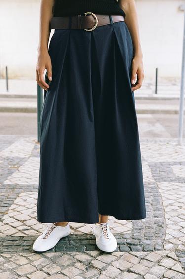 JUPE-CULOTTE À CEINTURE - Bleu marine de Zara