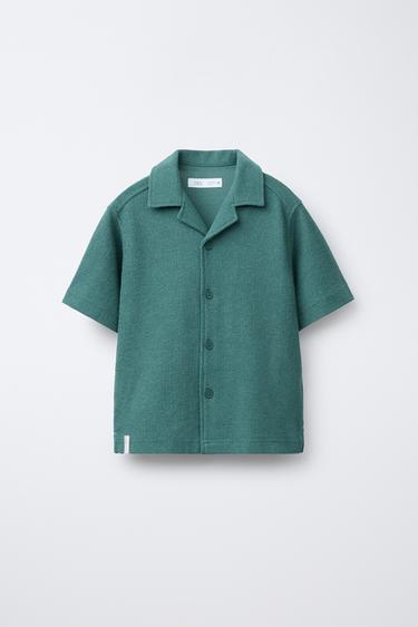 RUSTIC TOWELLING BOWLING SHIRT - Bottle green by Zara