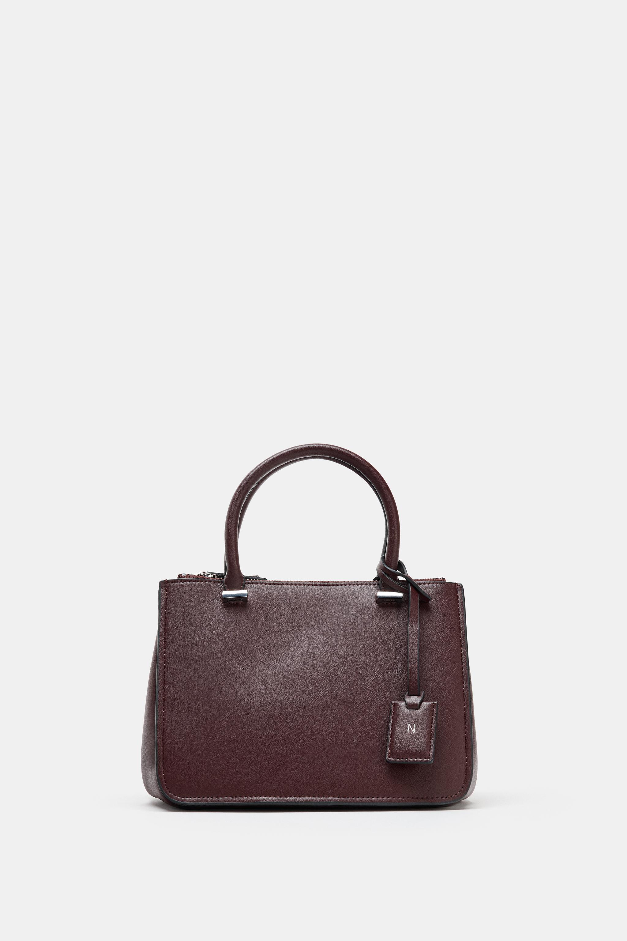 MINI CITYBAG DUPLA ALÇA - Vermelho-bordô | ZARA Brasil