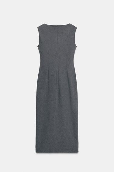 Zara 合身中長版洋裝 - 斑紋灰色