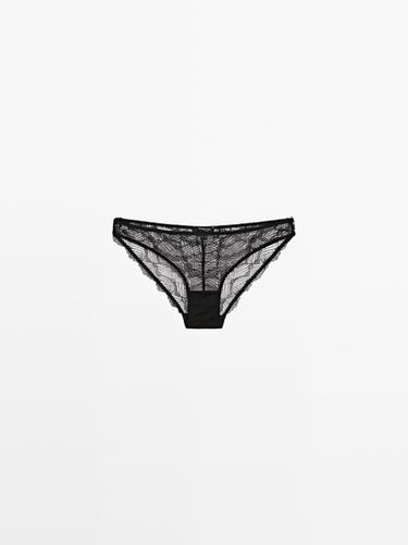 Zara Lace briefs with blonde lace detail - Black
