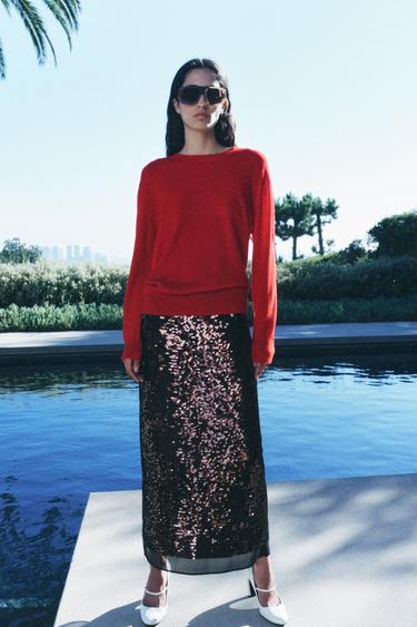 Zara 100% WOOL EXTRA SOFT SWEATER - Red - Image 0