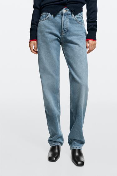 Mid-waist straight-leg jeans — Mid-blue 2