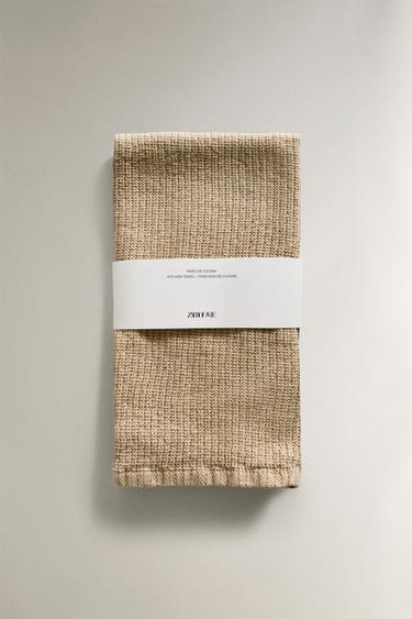 Zara KUHINJSKA KRPA MREŽASTE TEKSTURE SA TRAKOM – Žuta