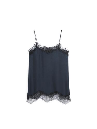 Top nuisette détail dentelle contrastant - Bleu marine de Zara
