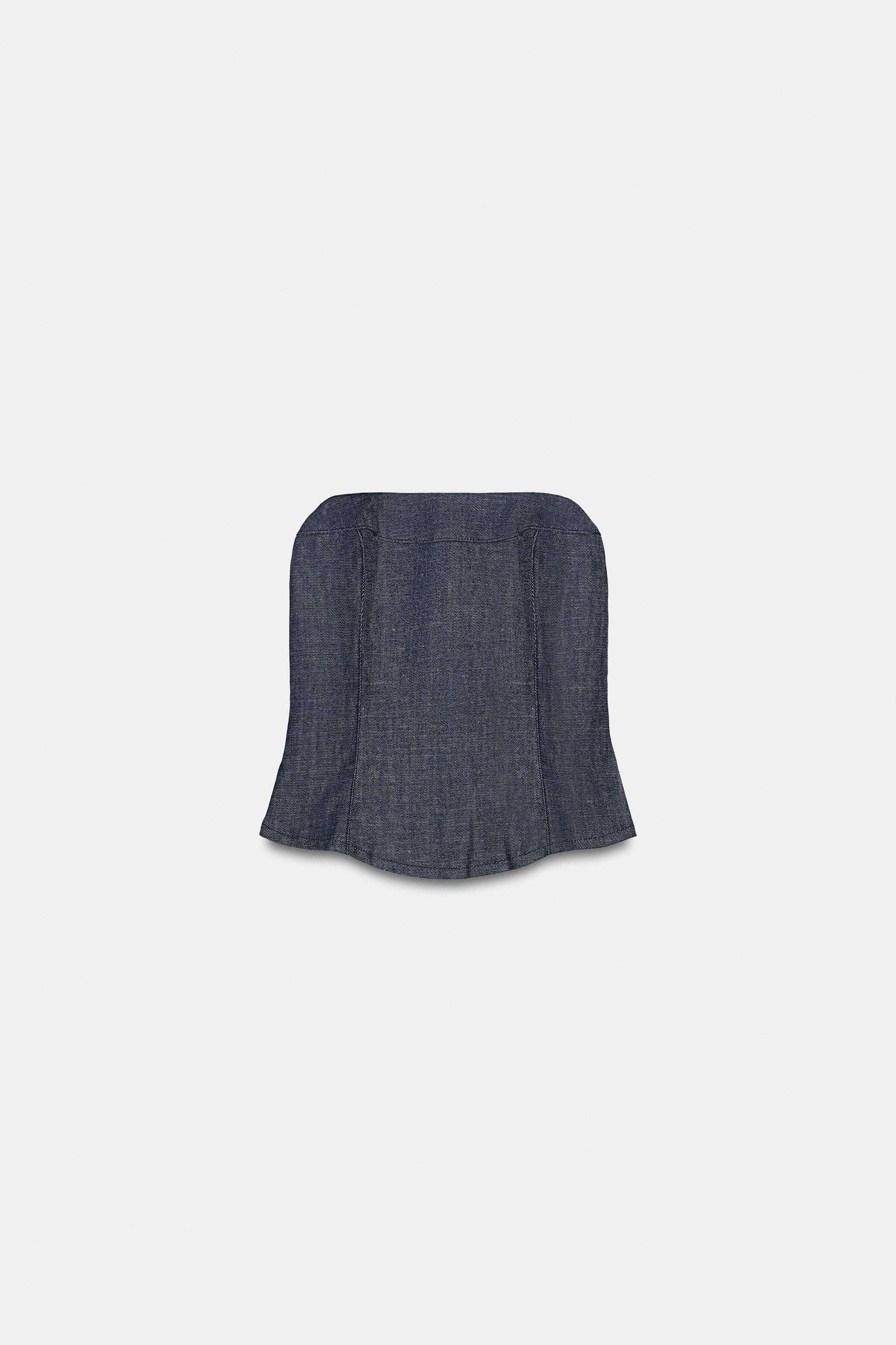 TOP DENIM TRF BUSTIER