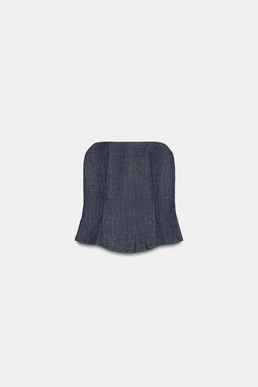TOP DENIM TRF BUSTIER - Indigo foncé de Zara - Image 5