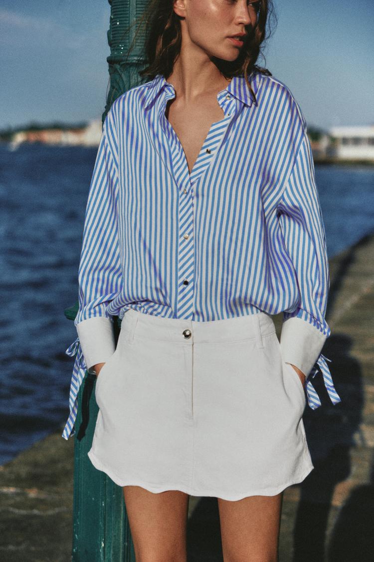 STRIPED SHIRT WITH BOWS