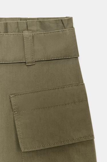 PANTALON CARGO PAPERBAG AVEC CEINTURE - Kaki de Zara - Image 5