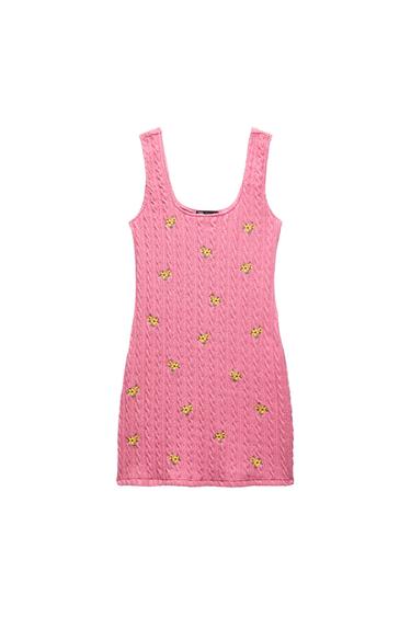 FLORAL CABLE KNIT DRESS
