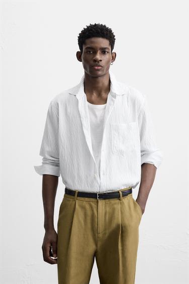 STRIPED VISCOSE BLEND SHIRT - White by Zara