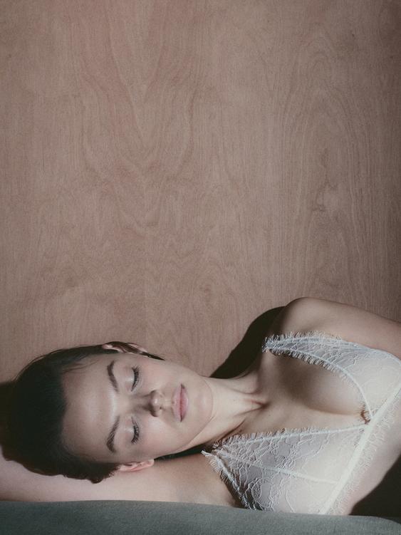 Lace bralette with frayed detail