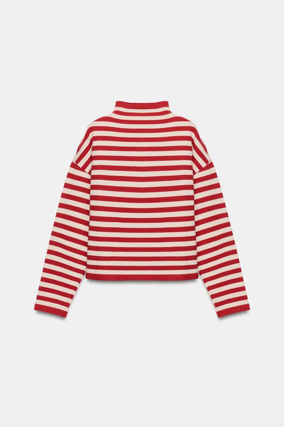 GILET EN MAILLE À RAYURES - Rayure rouge de Zara - Image 7