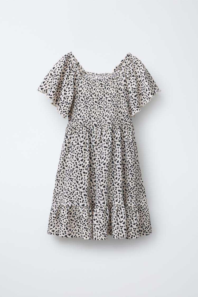 SMALL FLORAL PRINT DRESS Ecru Black ZARA Canada