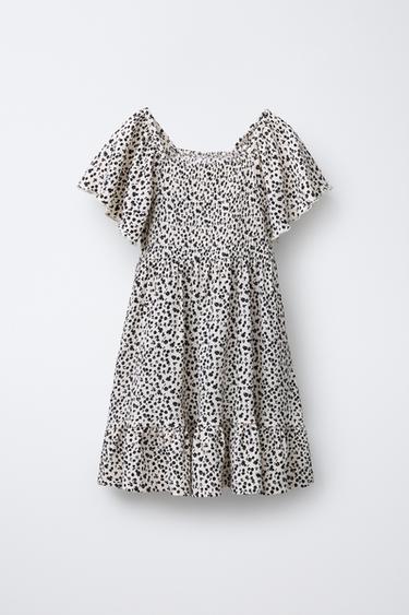 SMALL FLORAL PRINT DRESS - Ecru / Black by Zara