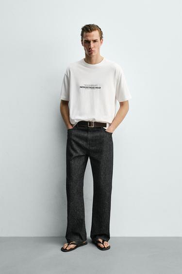 BOXY FIT T-SHIRT MET GEBORDUURDE DETAILS - Wit van Zara - Afbeelding 0