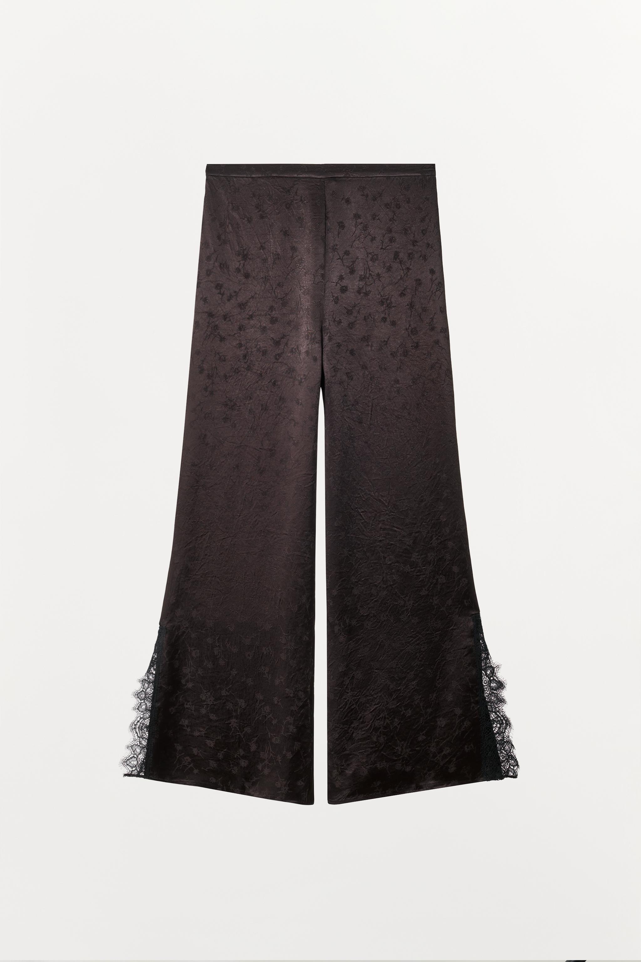 PANTALON JACQUARD SATINÉ DENTELLE