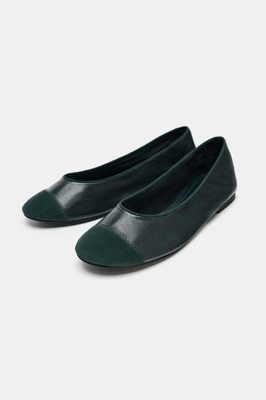 BALLERINES EN CUIR - Vert foncé de Zara - Image 2