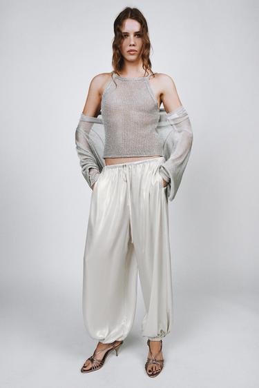 ВЯЗАНЫЙ ТОП С МЕТАЛЛИЗИРОВАННОЙ НИТЬЮ — СЕРЕБРИСТЫЙ от Zara