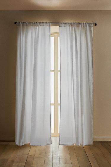 WASHED LINEN CURTAIN WITH MEDIUM OPACITY - White by Zara