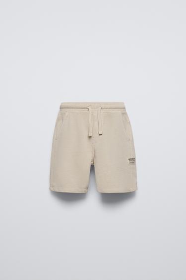 Zara GARMENT DYED PLUSH SHORTS - Ecru