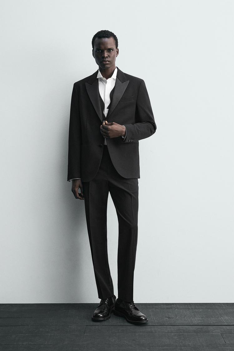 BLAZER DA ABITO SMOKING MISTO LANA Nero ZARA Italia Italy