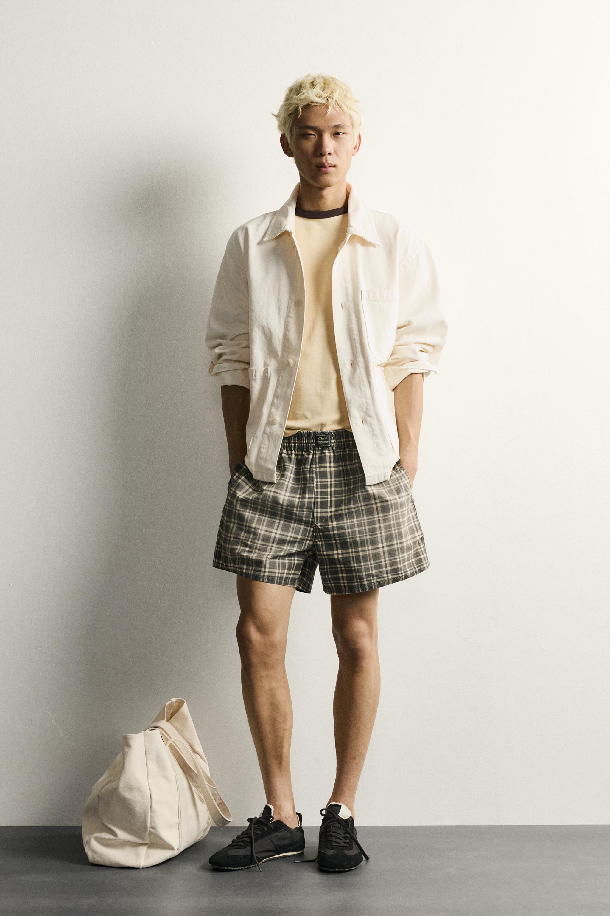 WASHED CHECKERED SHORTS - Black | ZARA Canada