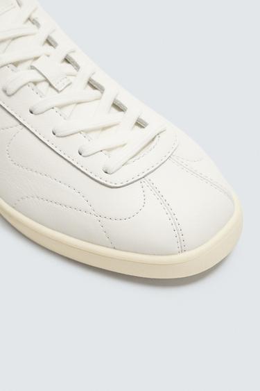 LEATHER TRAINERS - White by Zara - Image 1