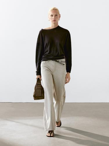 Zara Mid-rise wide-leg jeans - Straw - Image 0