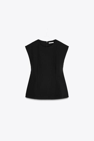 TOP PINZAS MANGA CORTA - Negro de Zara