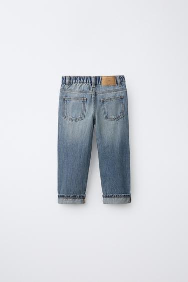 TOPSTITCHED STRAIGHT JEANS — Blue 2