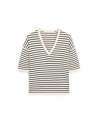 Jersey rayas cuello pico - Marino de Zara