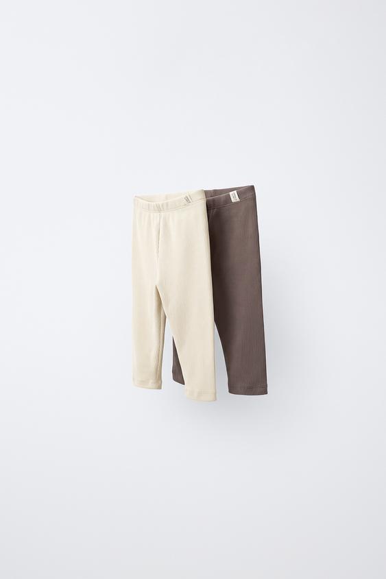 TWO-PACK OF PLAIN LEGGINGS - Ecru / Brown by Zara - Image 0