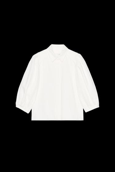 BLUSA DENIM ZW COLLECTION - Blanco roto de Zara - Imagen 0