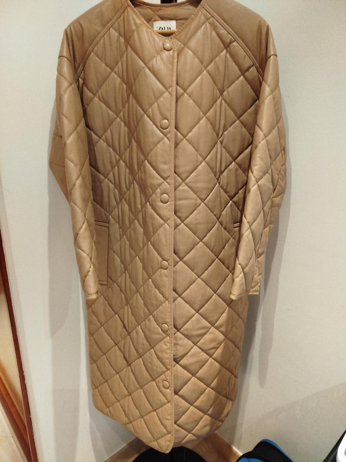 LONG FAUX LEATHER PUFFER COAT