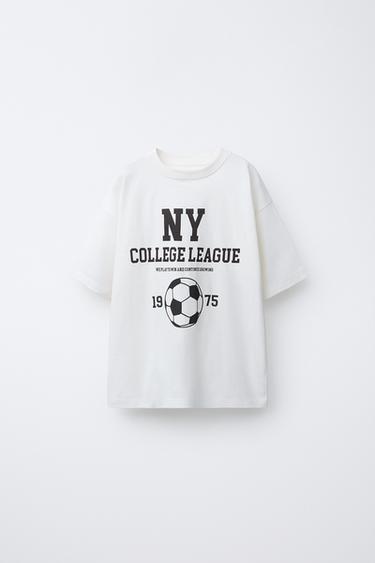 Zara PRINTED T-SHIRT - Oyster-white