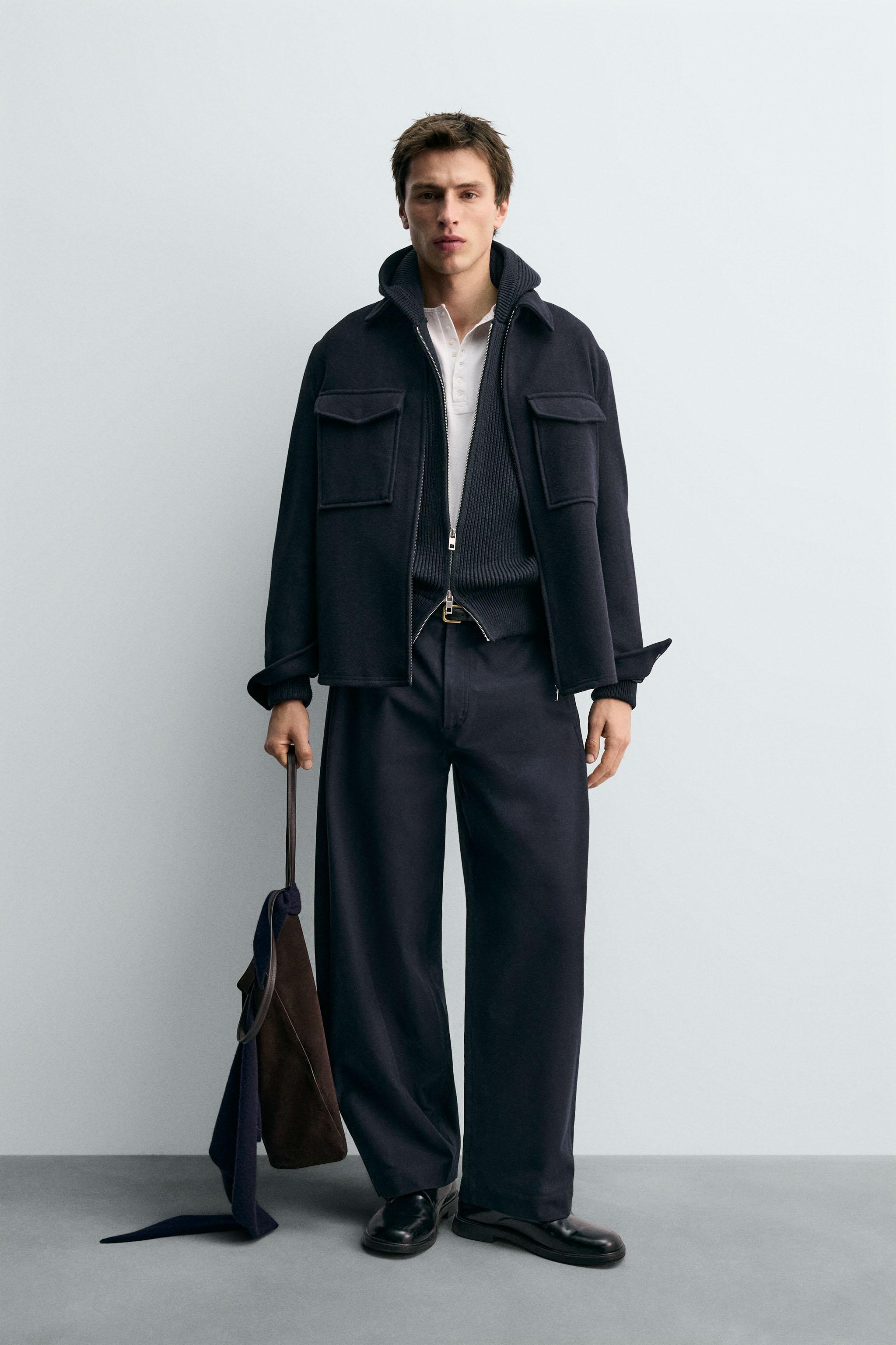 REGULAR FIT WOOL BLEND OVERSHIRT - Navy blue | ZARA South Africa