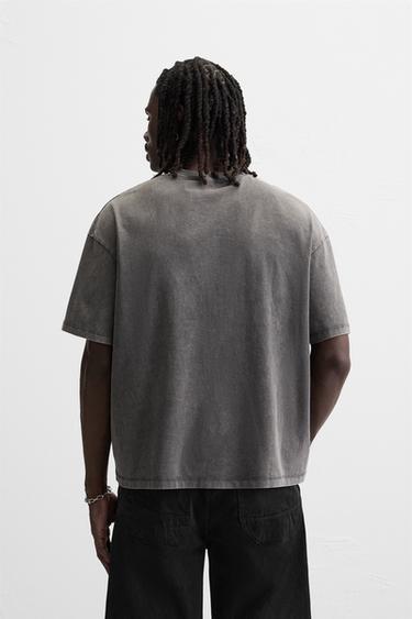 WASHED PATCH T-SHIRT - Dark anthracite by Zara - Image 2