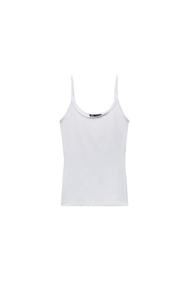 POLYAMIDE TOP WITH THIN STRAPS - White by Zara - Image 5