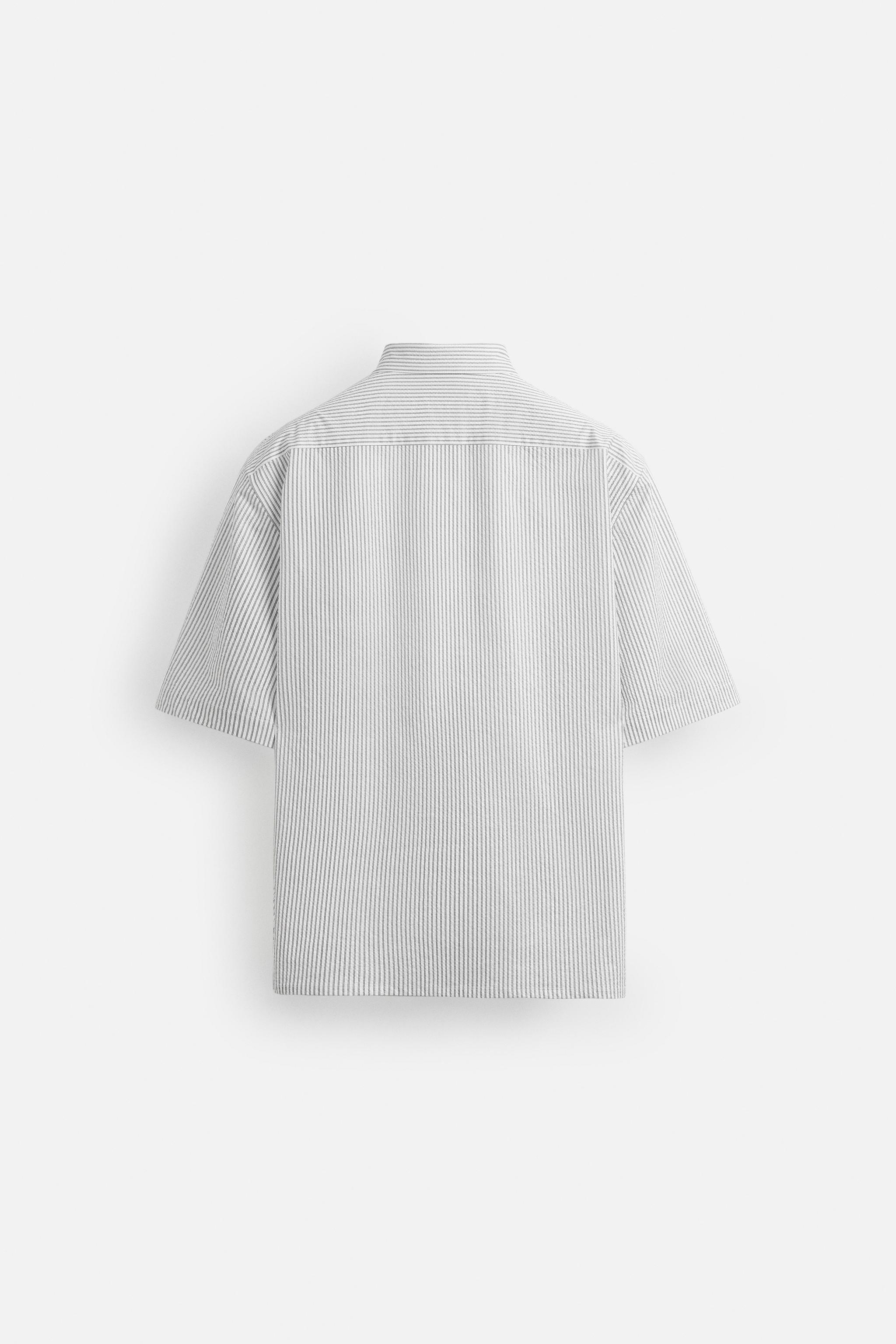 スペイン発送 ZARA リラックスフィットシアサッカーシャツ 新作 428.jpg