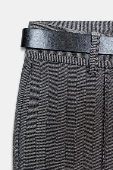 HERRINGBONE FLARE LEGGINGS WITH BELT - Grey by Zara - Image 7