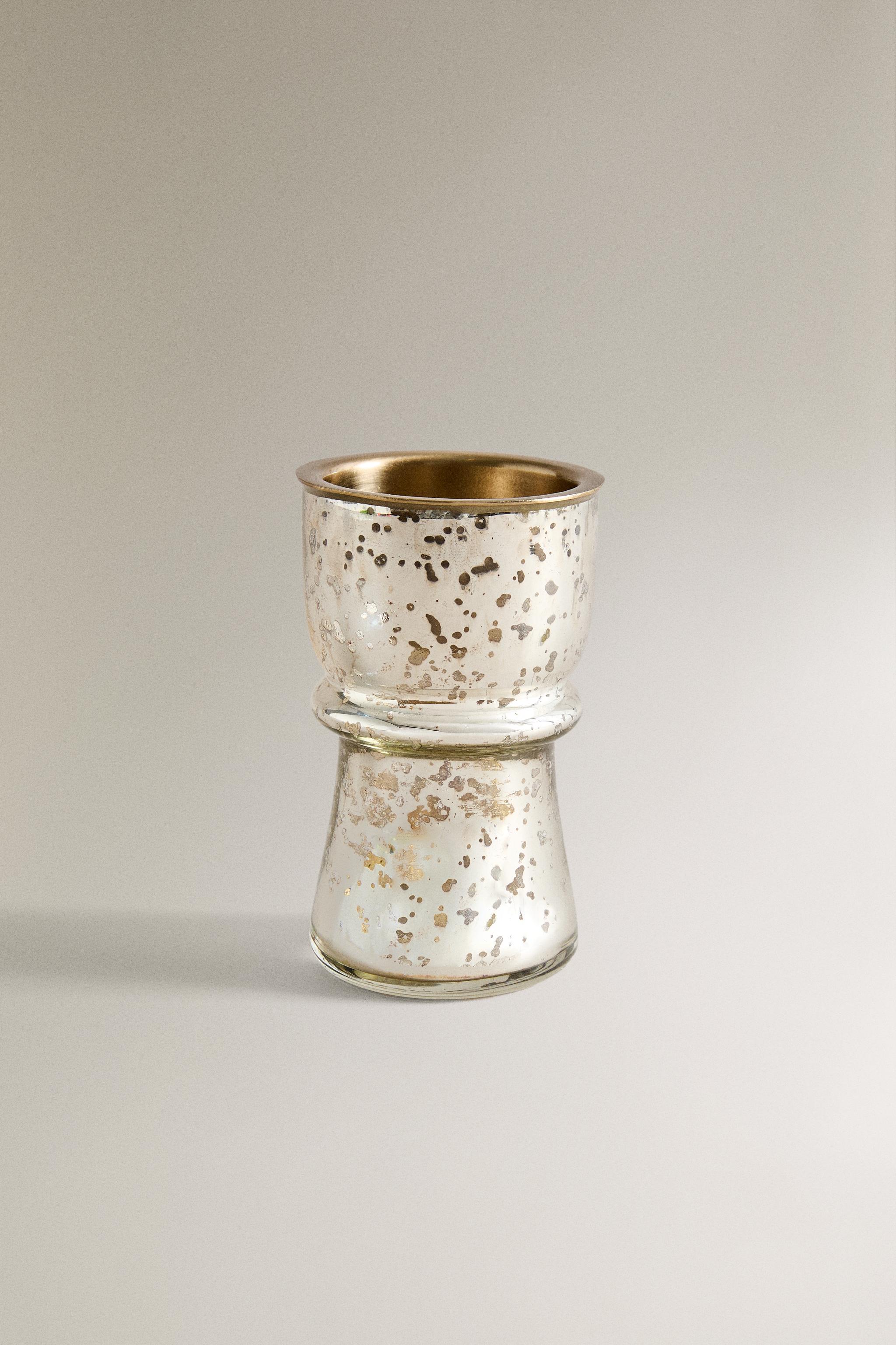 METALLIC CHRISTMAS GLASS TEALIGHT HOLDER