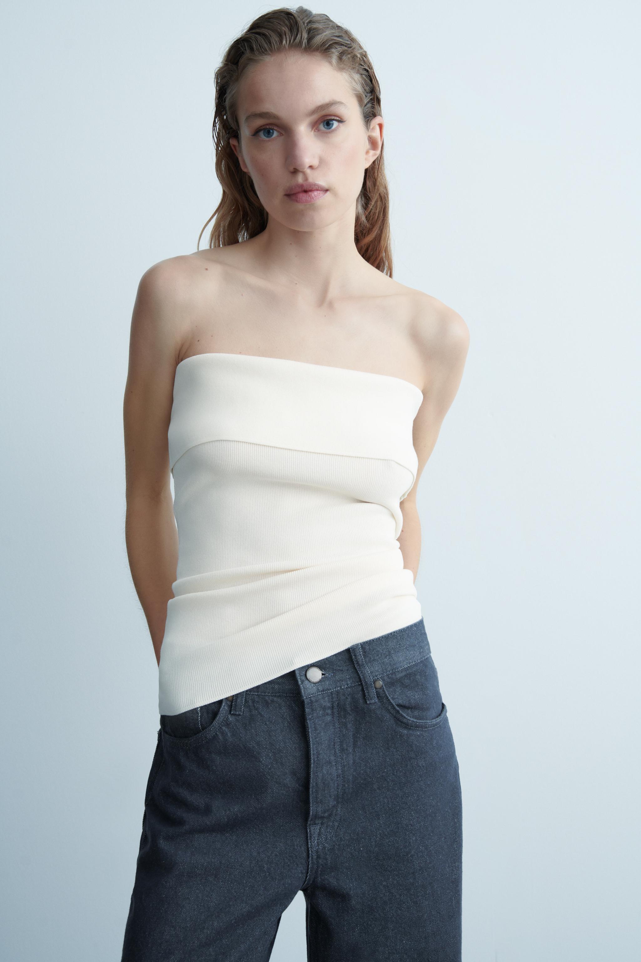 STRAPLESS TOP - Ecru