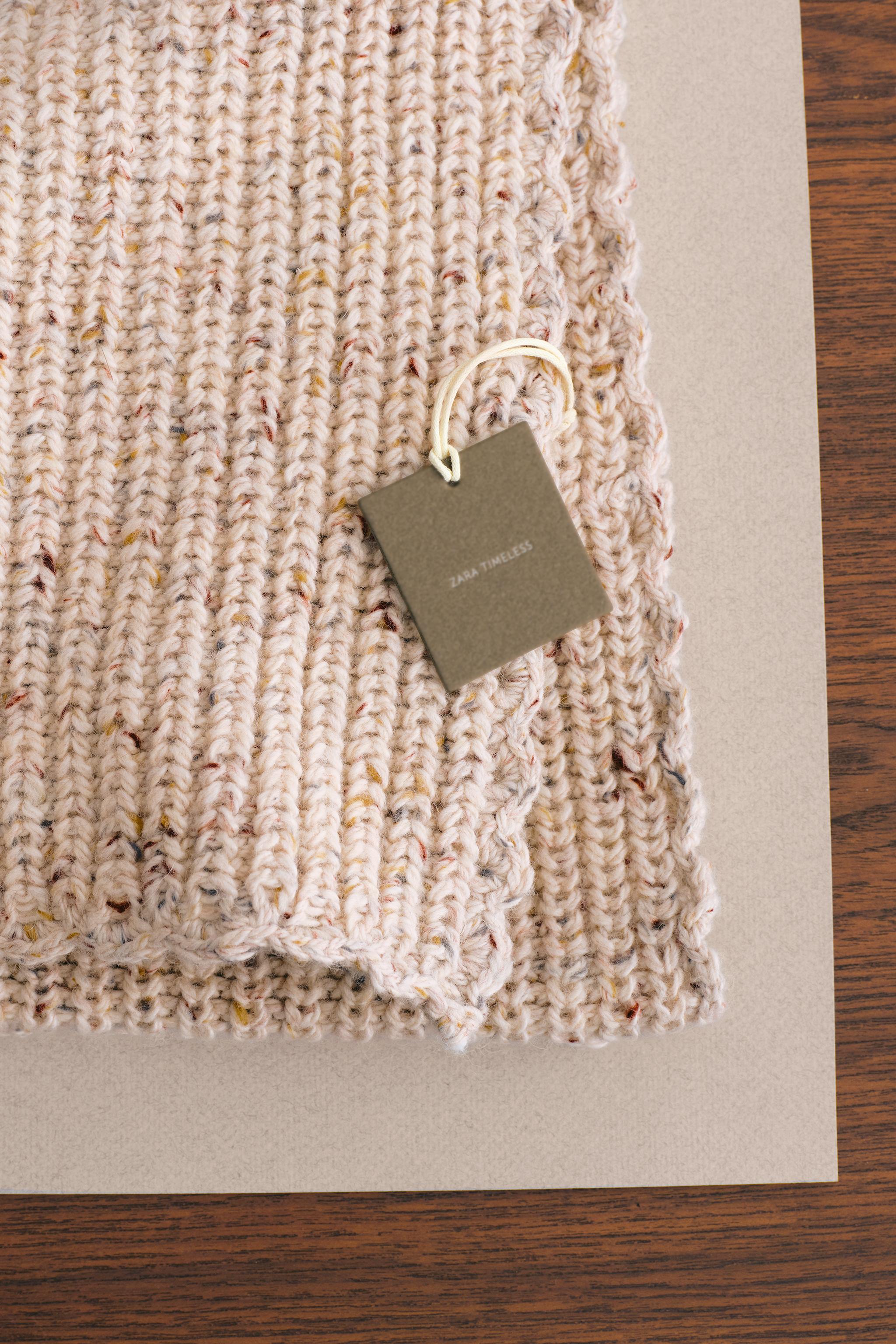 ZARA TIMELESS - ウールボタン柄ブランケット - ライトベージュ