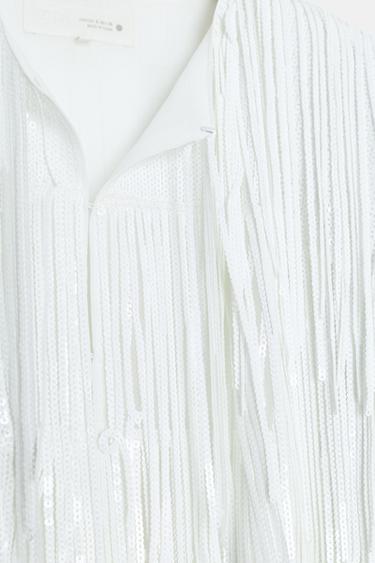 VESTE FRANGES PAILLETTES ZW COLLECTION - Blanc cassé de Zara - Image 9