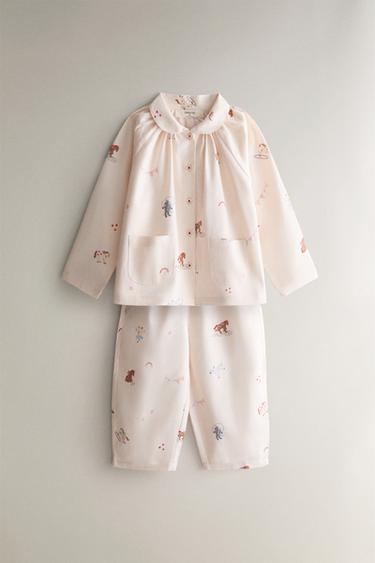 PYJAMA ENFANT FLANELLE LICORNES - Rose de Zara - Image 0