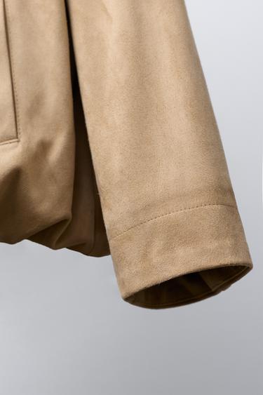FAUX SUEDE BOMBER JACKET - Beige by Zara - Image 5