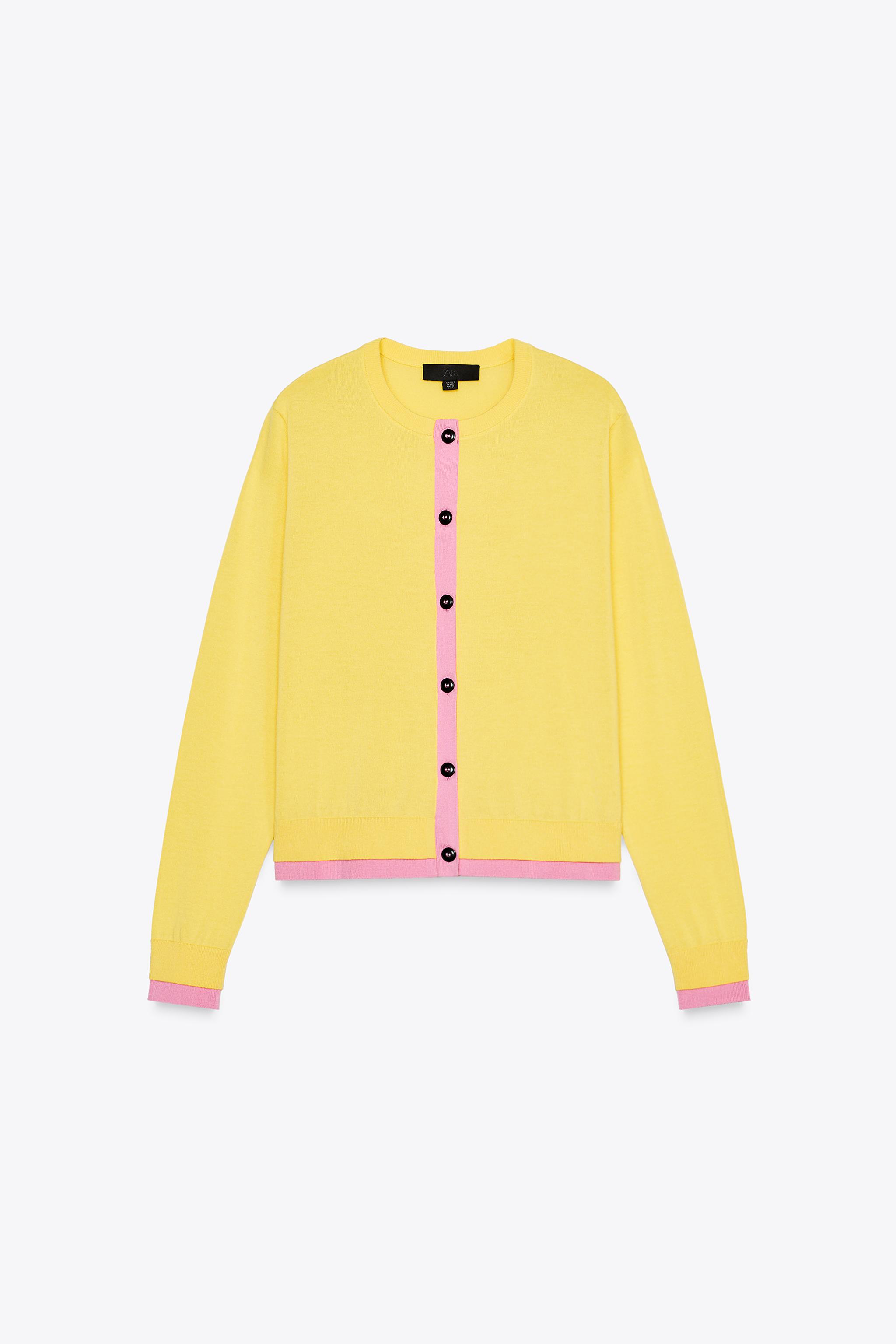カラーブロックニットジャケット - イエロー | ZARA Japan / 日本