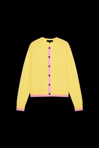 Zara COLOR BLOCK KNIT JACKET - Yellow - Image 0